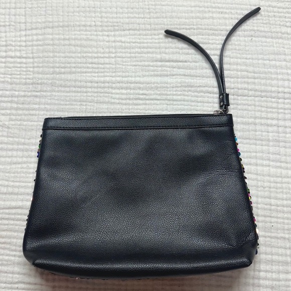 Victoria's Secret Black Flip Rainbow Sequin Bling cosmetic pouch bag purse Y2K - Picture 4 of 7